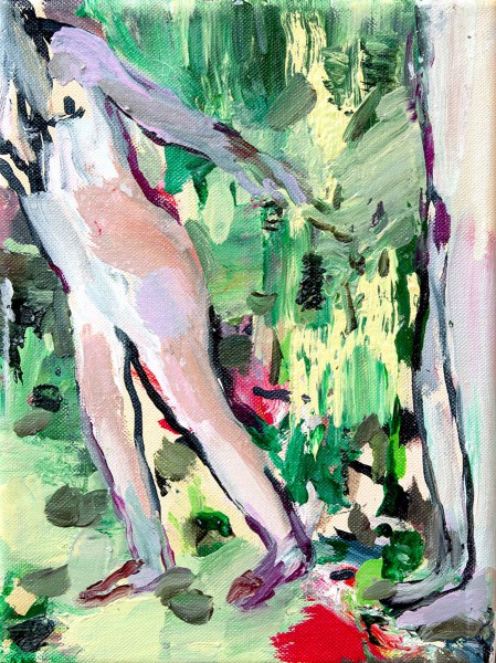 Couple in the forest, 24 x 18 cm, oil on canvas, 2022